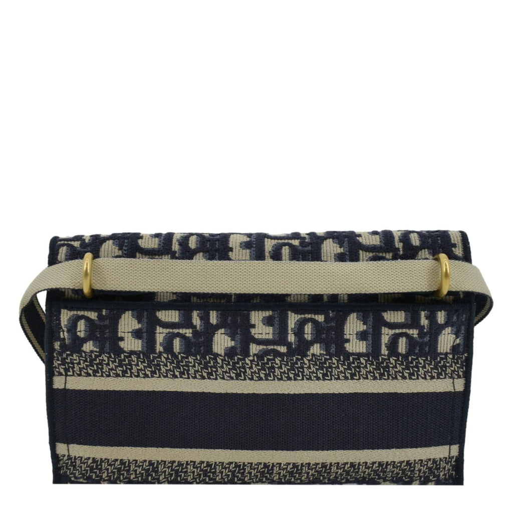CHRISTIAN DIOR Saddle Oblique Canvas Belt Bag Navy Blue