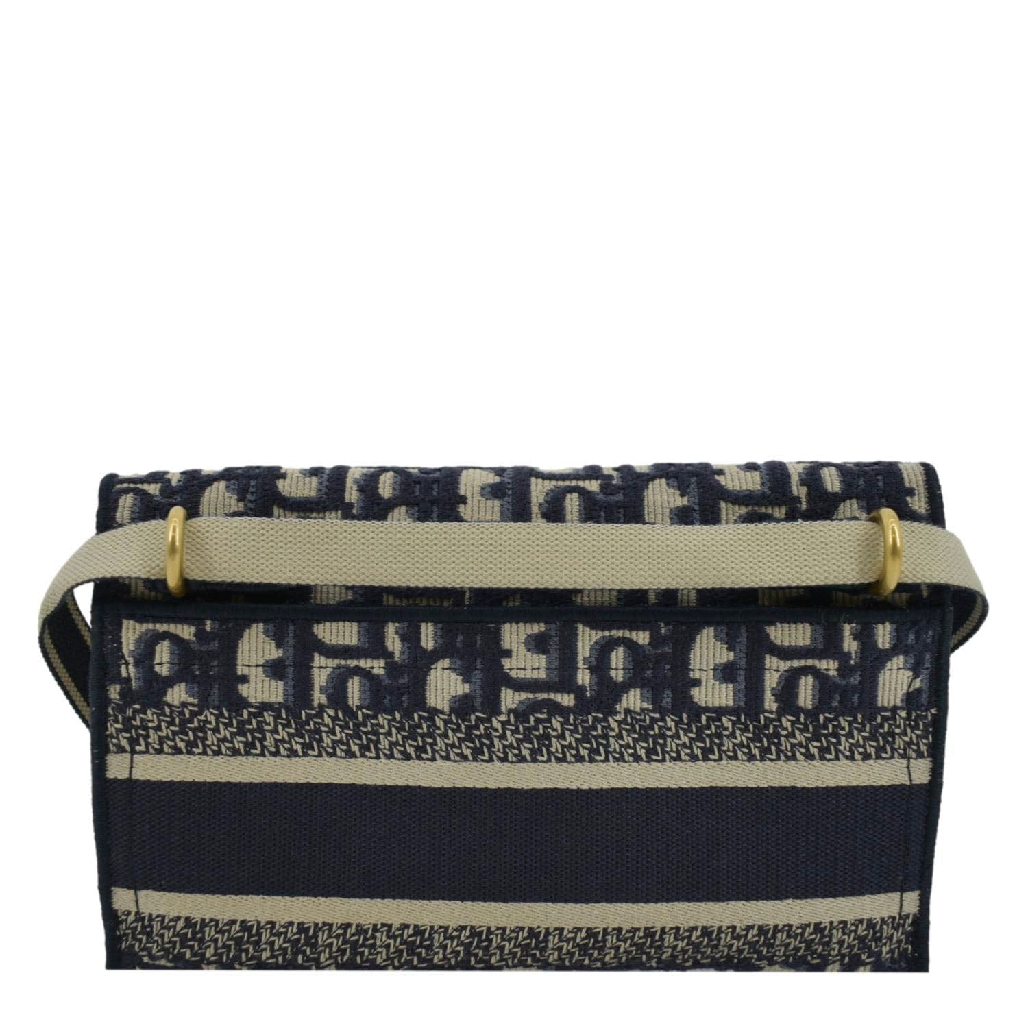 CHRISTIAN DIOR Saddle Oblique Canvas Belt Bag Navy Blue