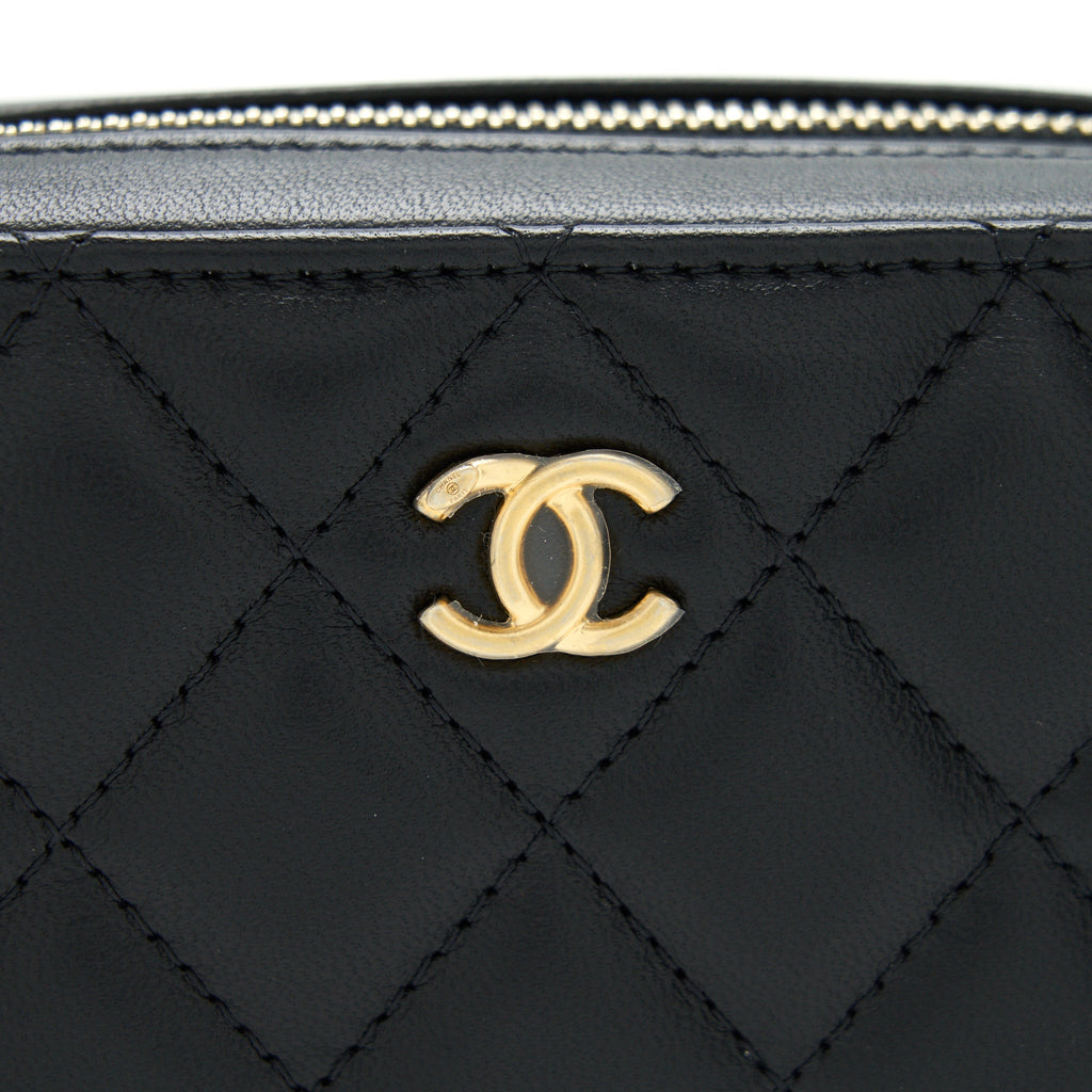 Chanel 22C Pearl Crush Mini Camera Case With Chain Black Lambskin