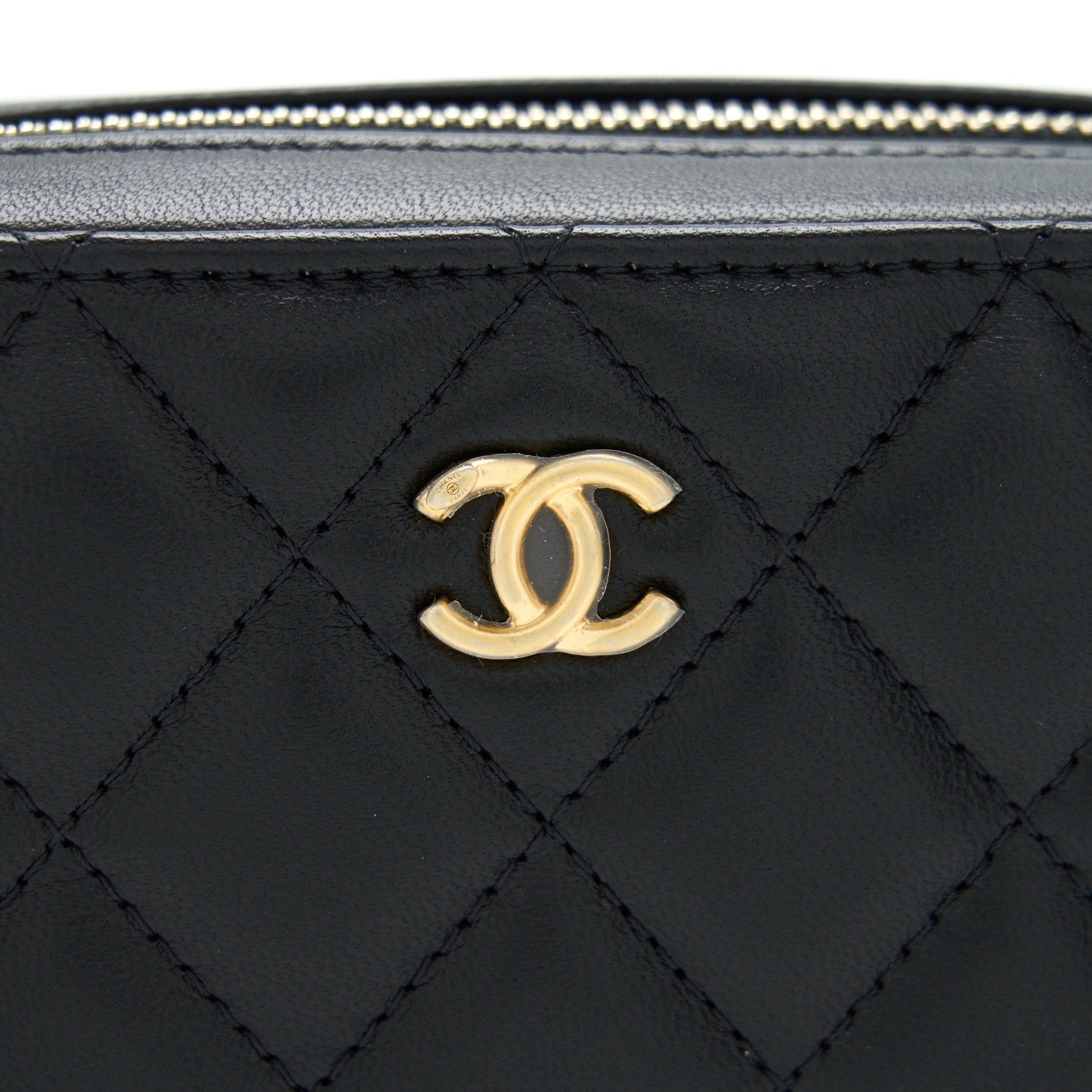 Chanel 22C Pearl Crush Mini Camera Case With Chain Black Lambskin