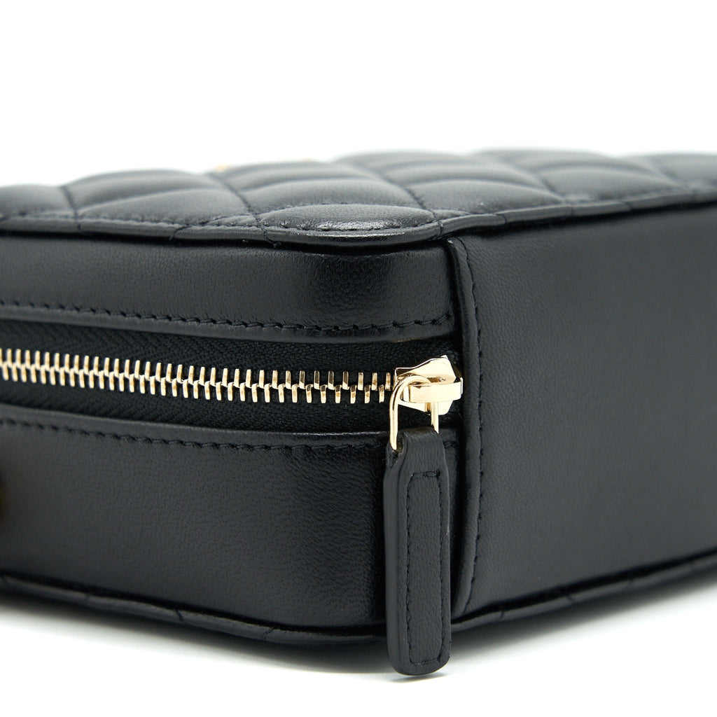 Chanel 22C Pearl Crush Mini Camera Case With Chain Black Lambskin