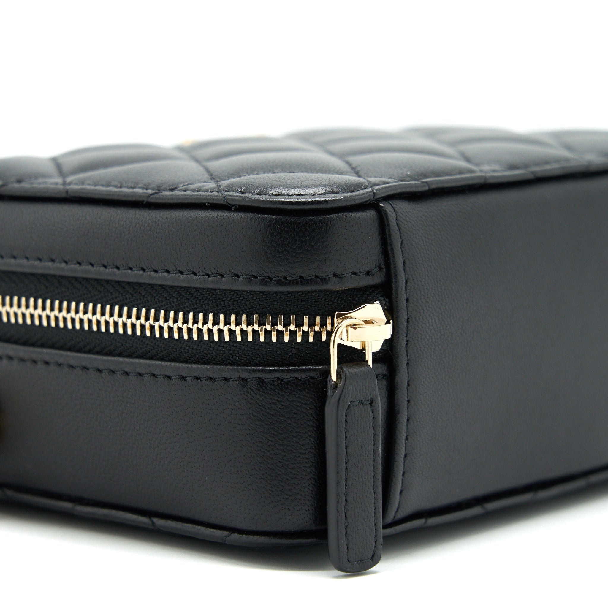 Chanel 22C Pearl Crush Mini Camera Case With Chain Black Lambskin