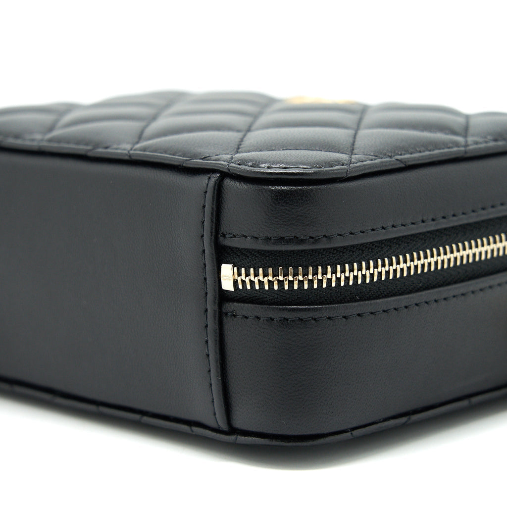 Chanel 22C Pearl Crush Mini Camera Case With Chain Black Lambskin