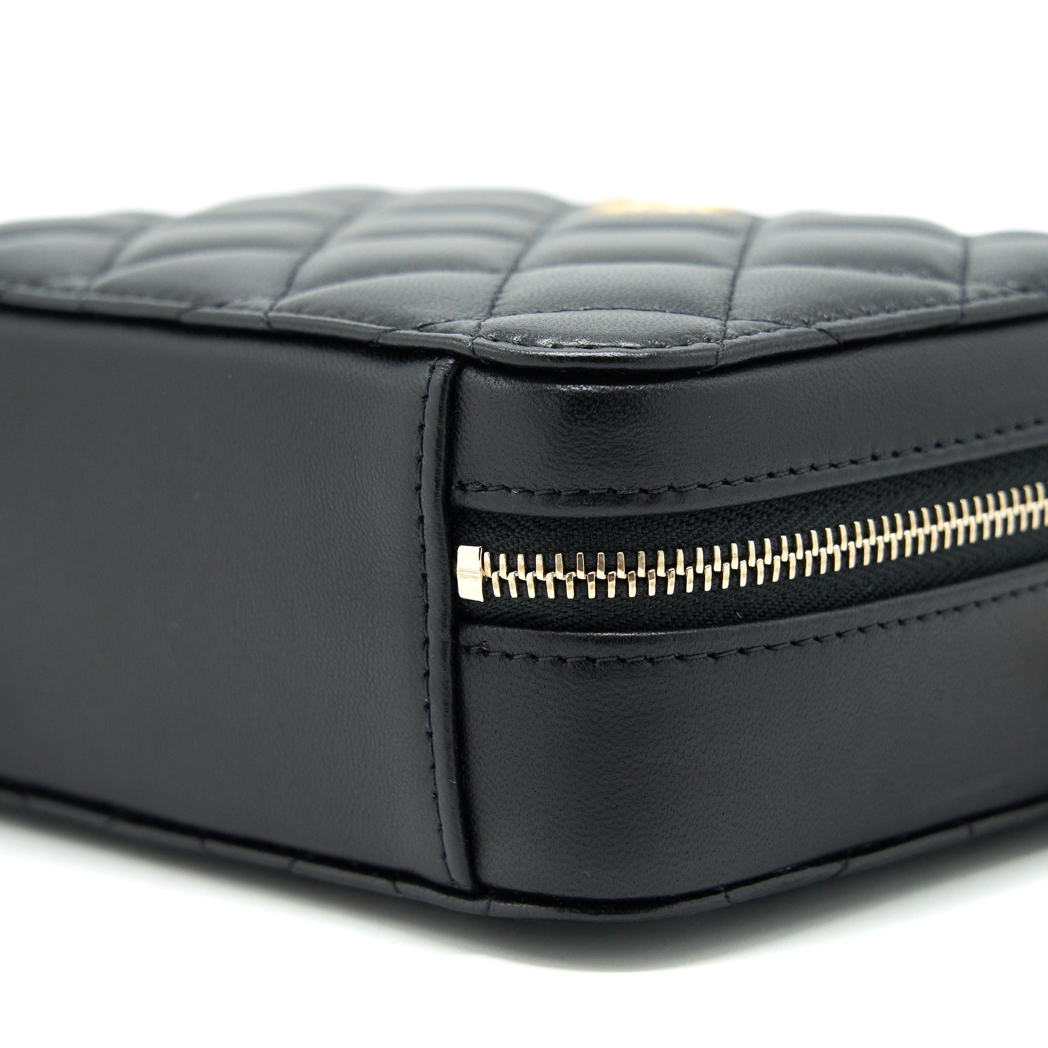 Chanel 22C Pearl Crush Mini Camera Case With Chain Black Lambskin