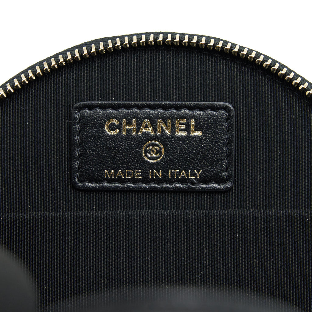 Chanel 22C Top Handle Round Vanity Black With Chain Caviar L