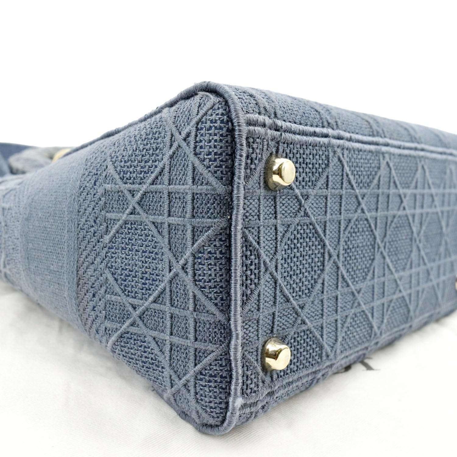 CHRISTIAN DIOR Lady D-Lite Embroidered Canvas Crossbody Bag Denim Blue