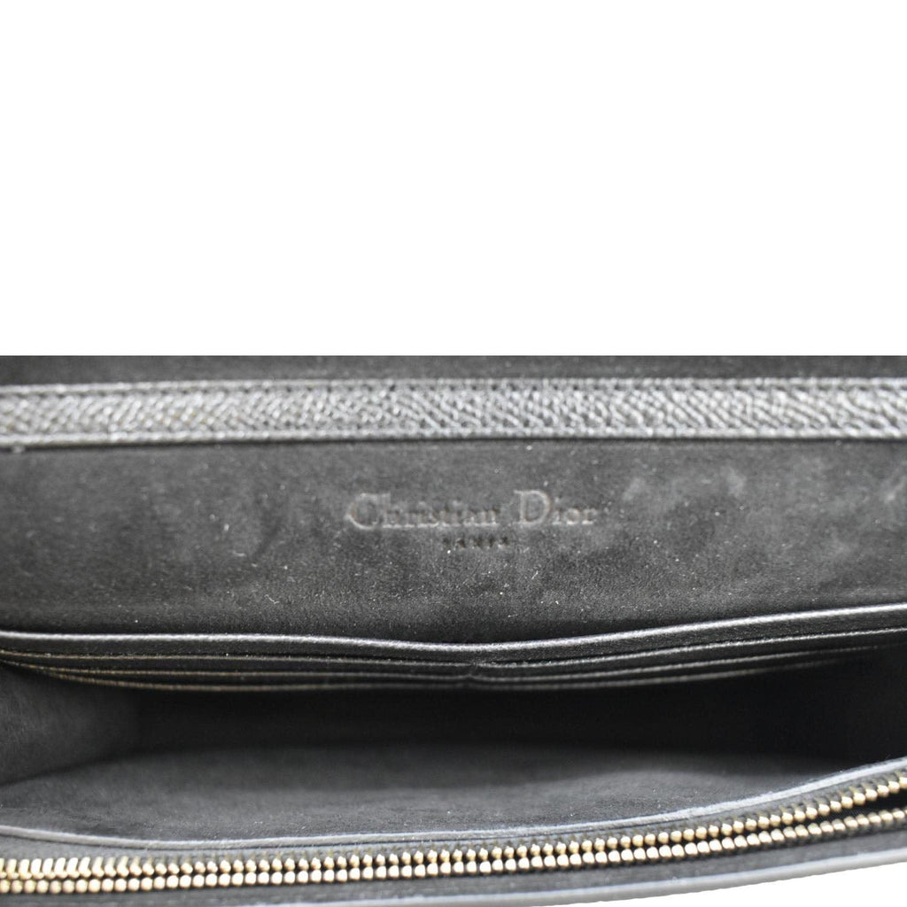 CHRISTIAN DIOR Long Saddle Leather Crossbody Chain Wallet Black