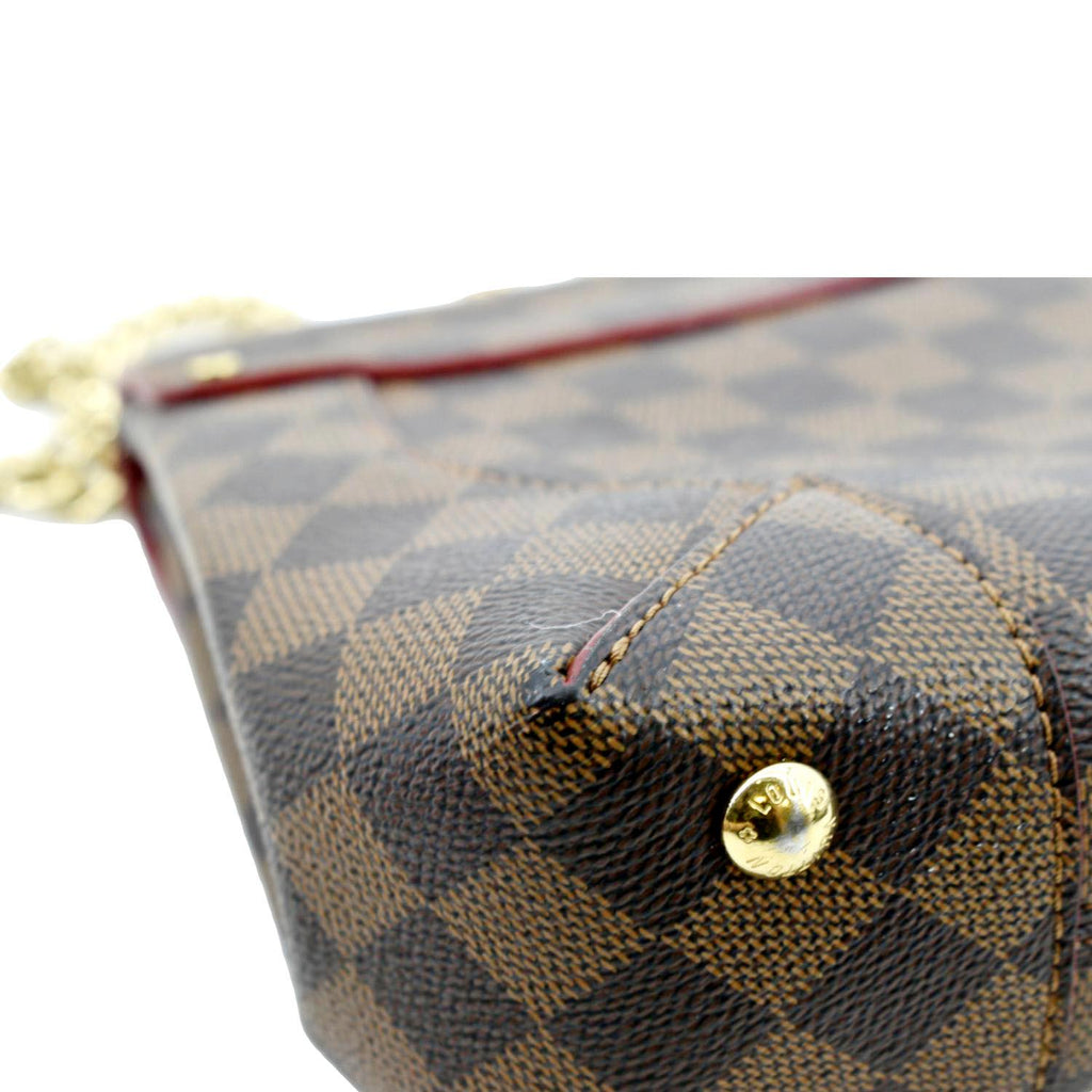 LOUIS VUITTON Caissa Chain Damier Ebene Clutch Shoulder Bag Brown