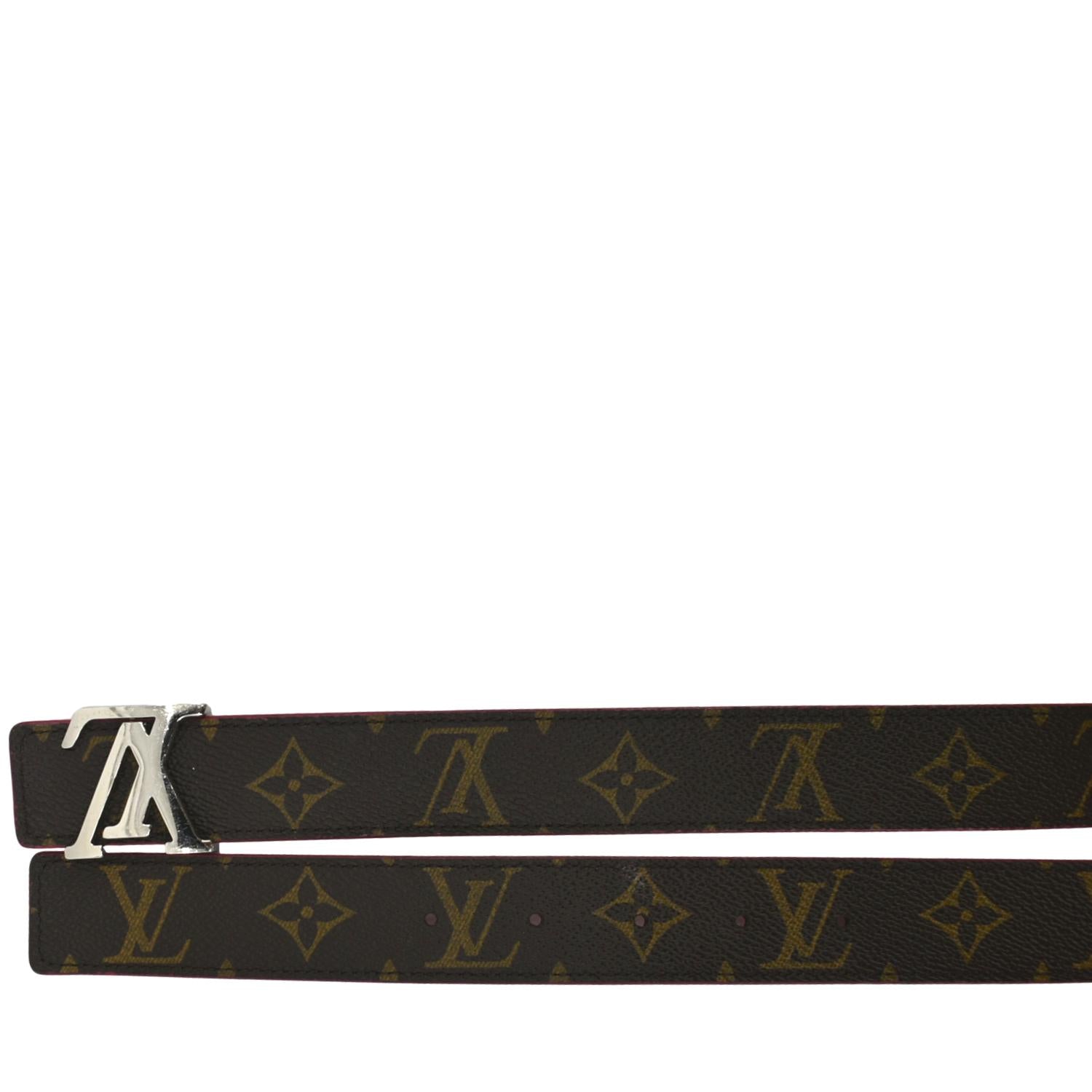 LOUIS VUITTON Monogram Canvas LV Initials Belt Brown