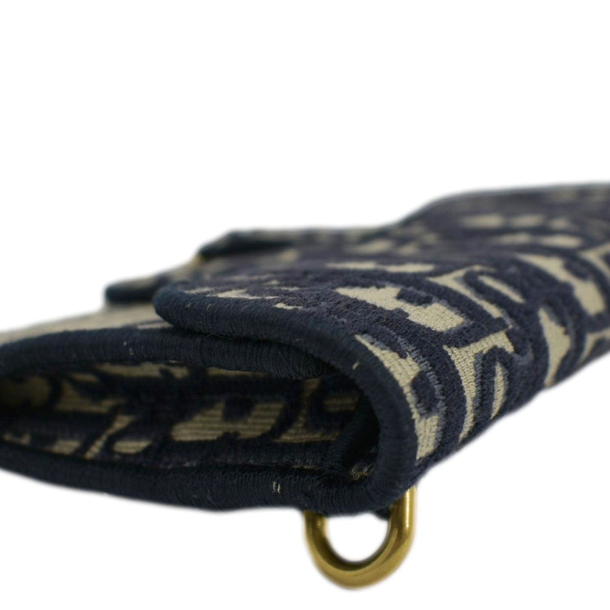 CHRISTIAN DIOR Saddle Oblique Canvas Belt Bag Navy Blue