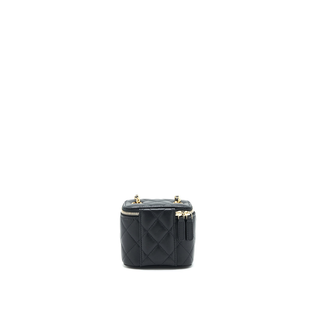 Chanel 22C Pearl Crush Mini Vanity With Chain Lambskin Black