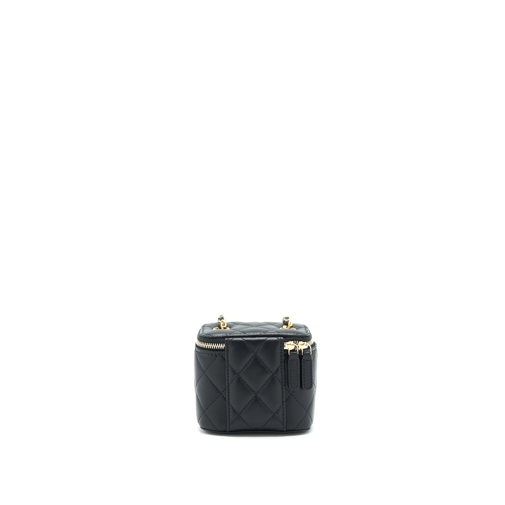 Chanel 22C Pearl Crush Mini Vanity With Chain Lambskin Black