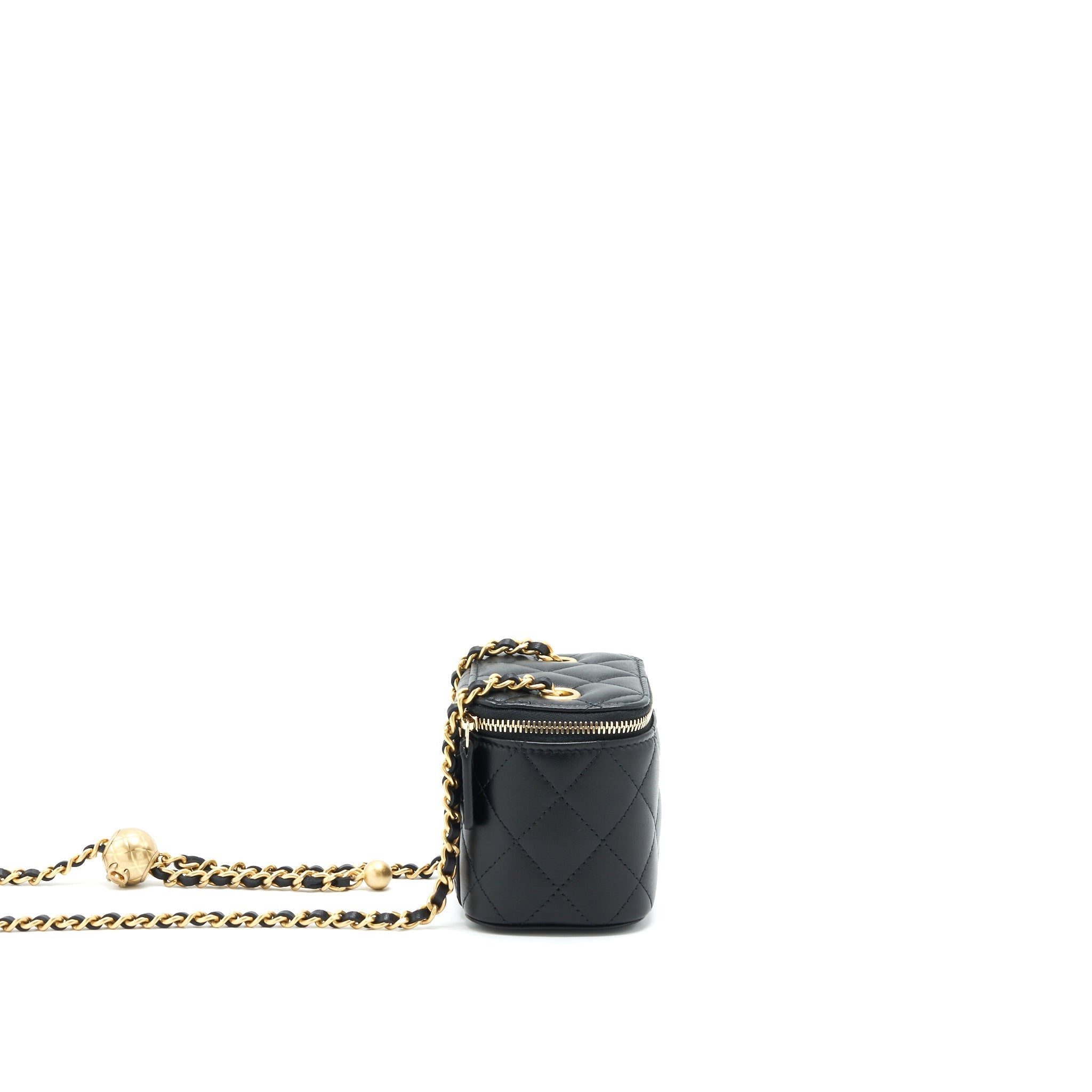 Chanel 22C Pearl Crush Mini Vanity With Chain Lambskin Black