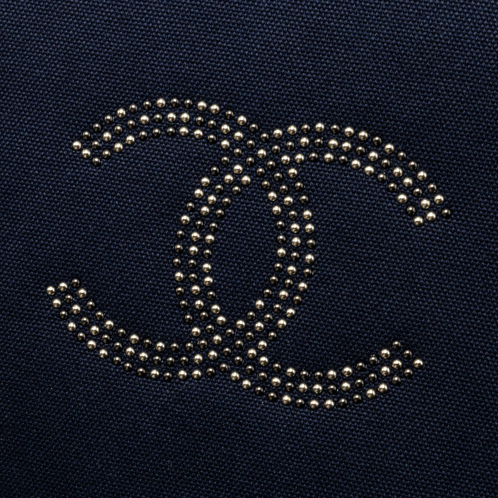 Chanel Double Side Zip Pouch/Zip Clutch Fabric Black Ruthenium Hardware