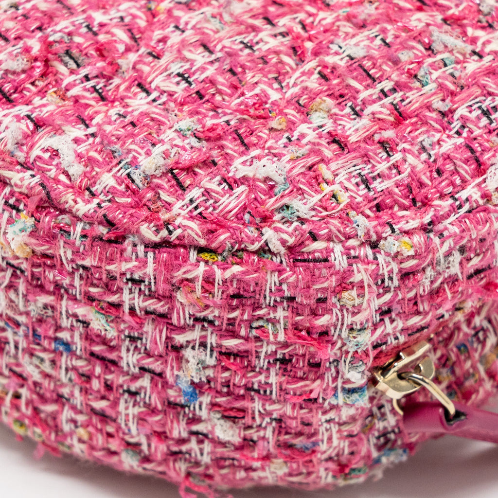 Chanel Round Clutch With Chain Tweed Pink/Multicolour L