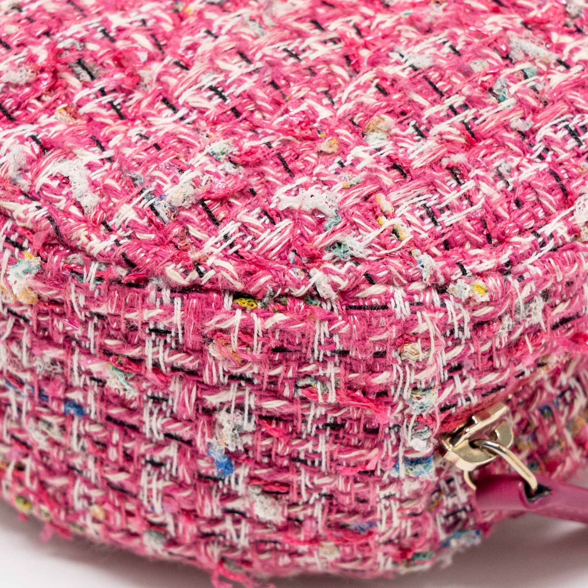 Chanel Round Clutch With Chain Tweed Pink/Multicolour L