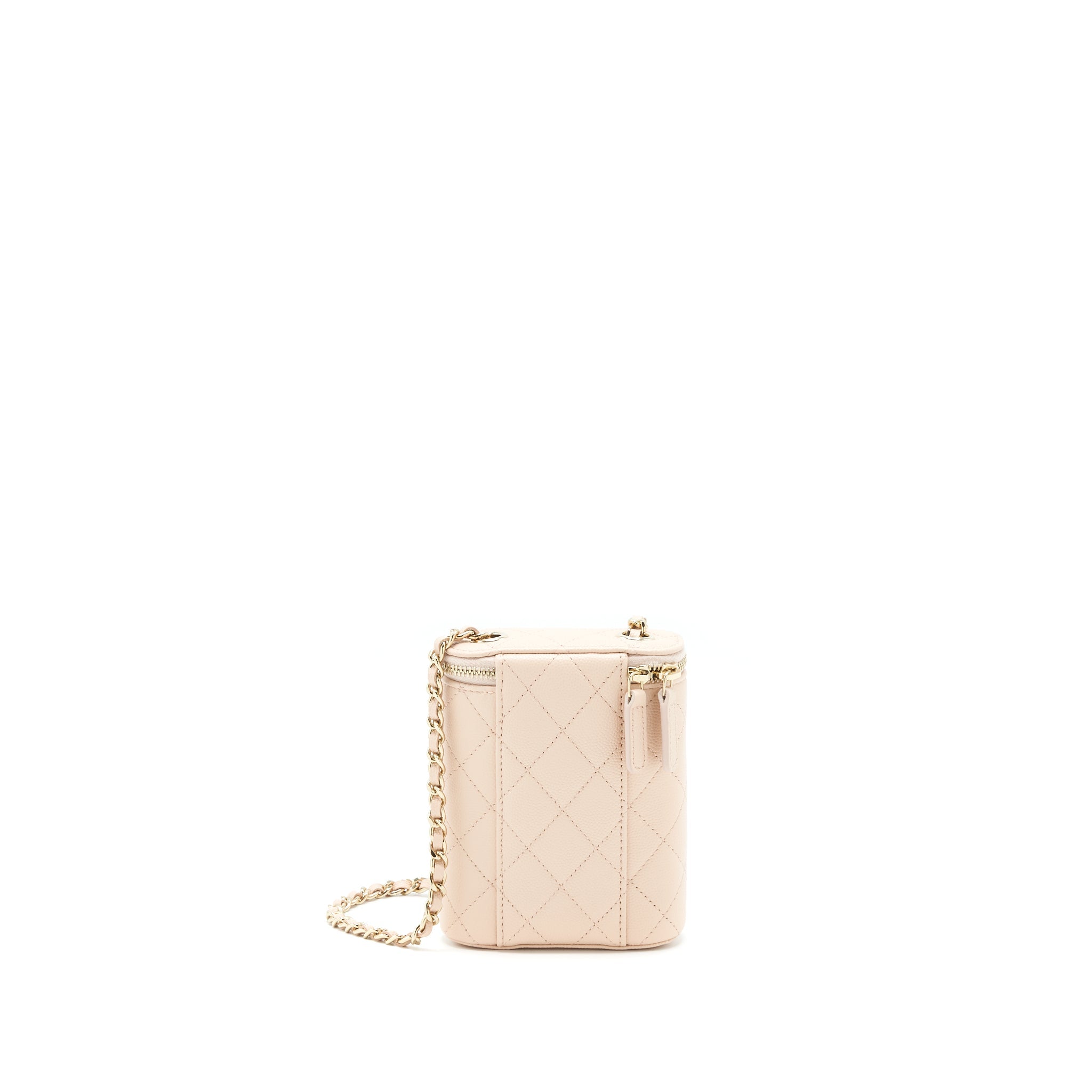 Chanel 22C Light Beige Caviar Vertical Vanity With Chain L