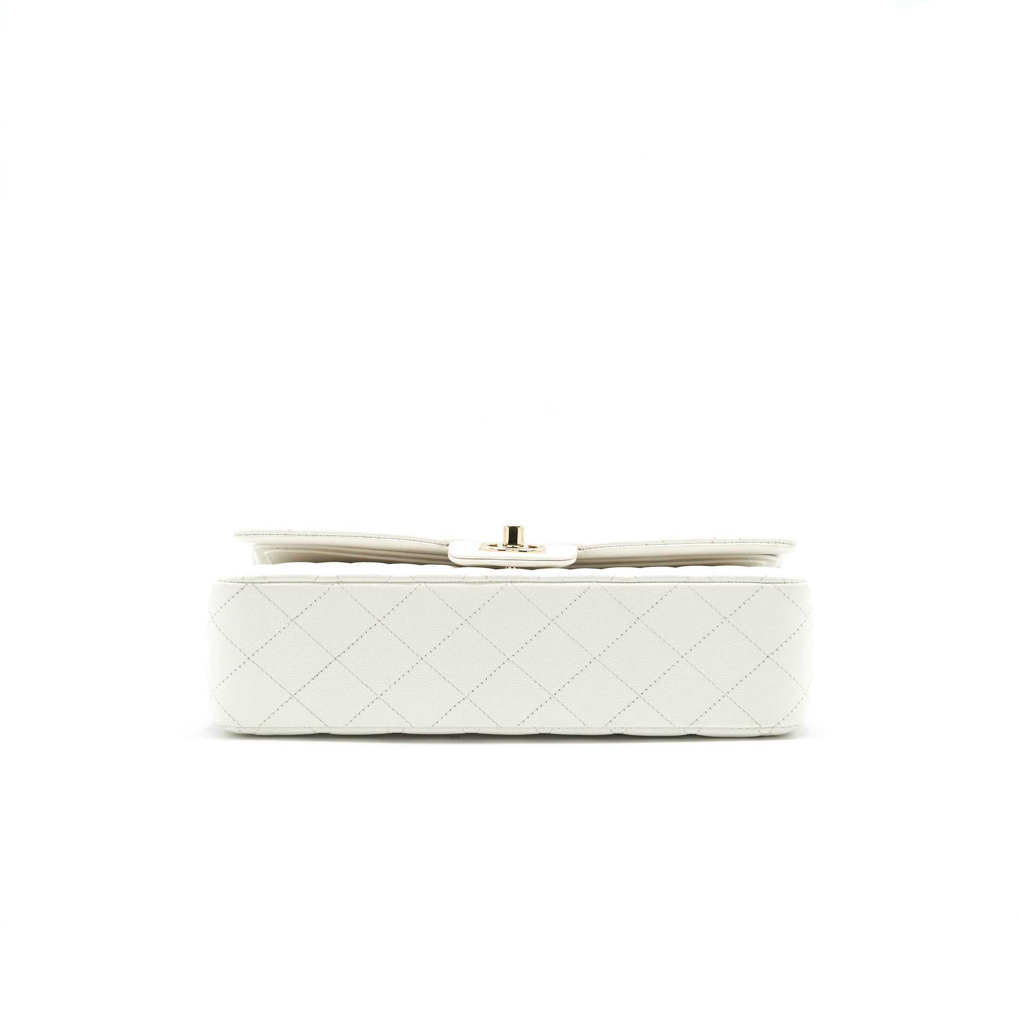 Chanel Medium Classic Double flap Bag Caviar White with L