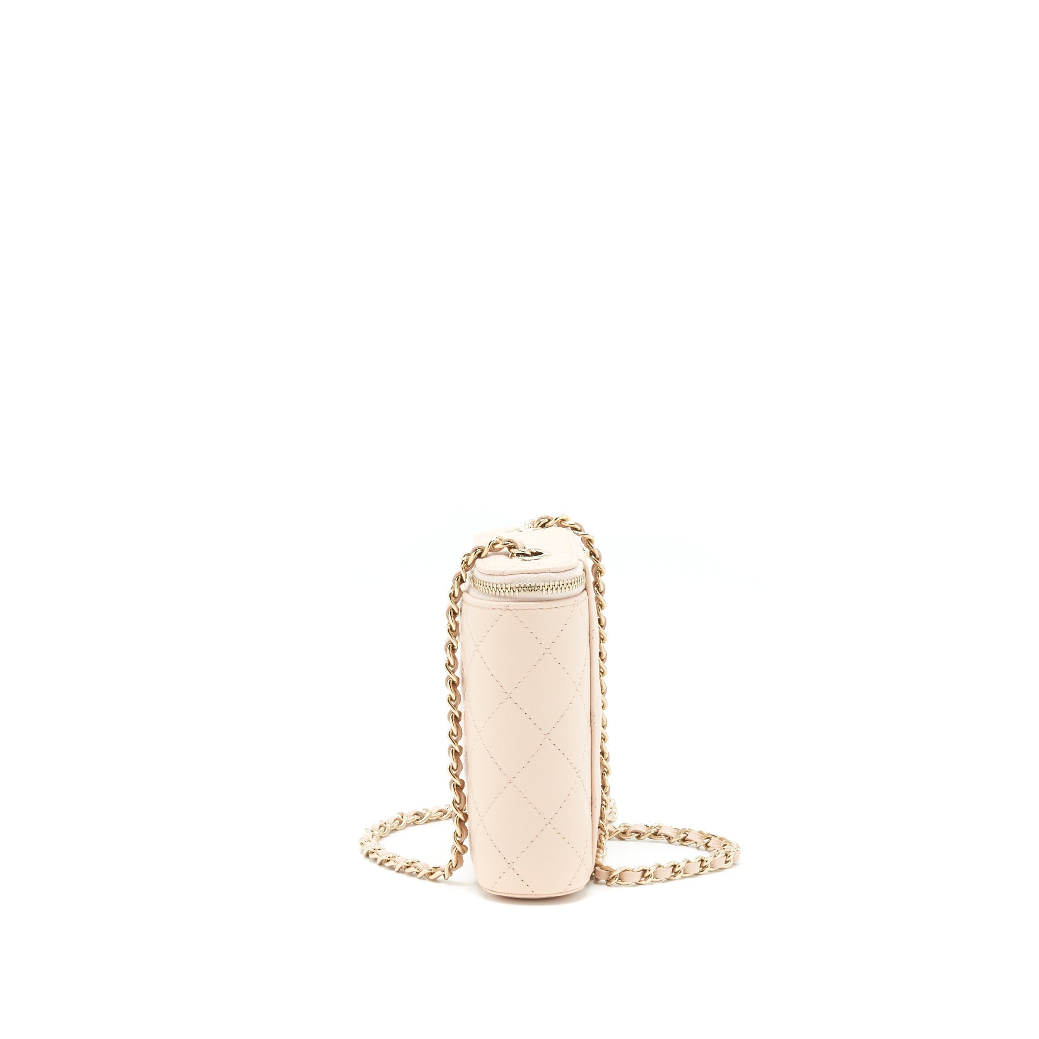 Chanel 22C Light Beige Caviar Vertical Vanity With Chain L