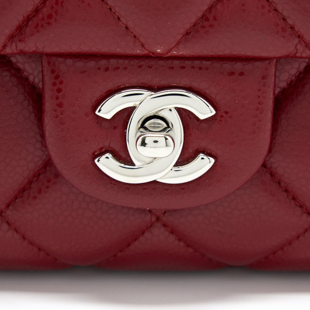 Chanel Classic Timeless Flap Clutch with Chain Caviar Red