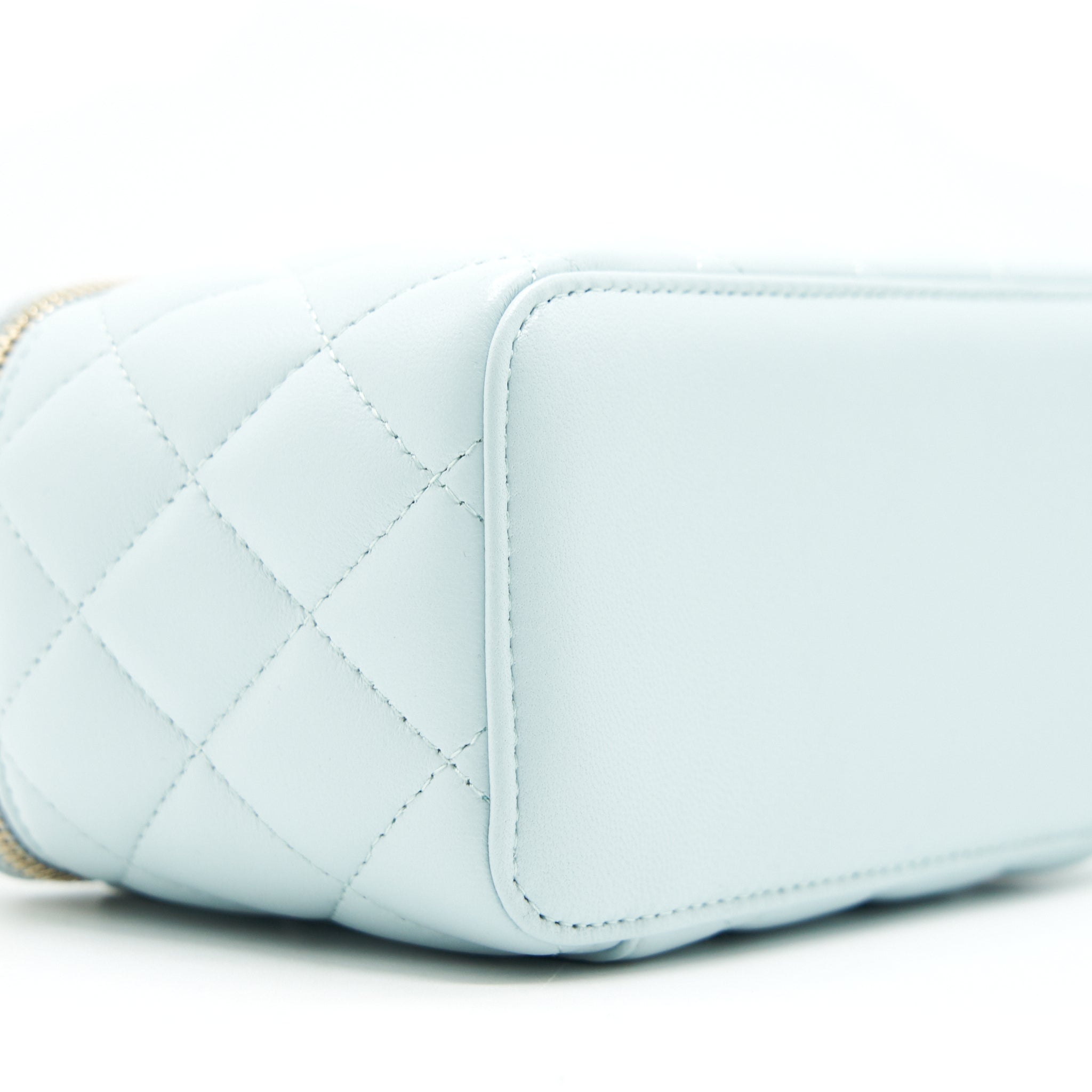 Chanel 21K Rectangular Top handle Vanity with Chain Baby Blue L