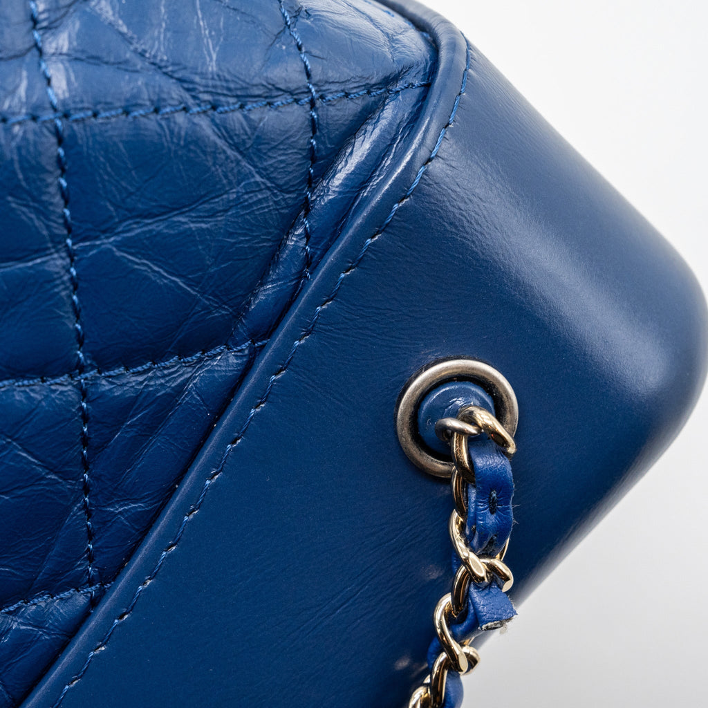 Chanel Medium Gabrielle Backpack Aged Calfskin Blue Multicolour Hardware