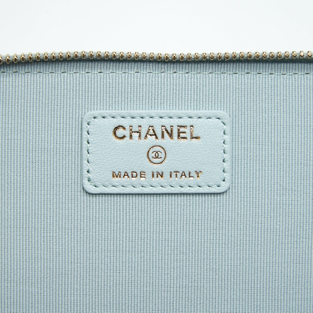 Chanel 21K Rectangular Top handle Vanity with Chain Baby Blue L