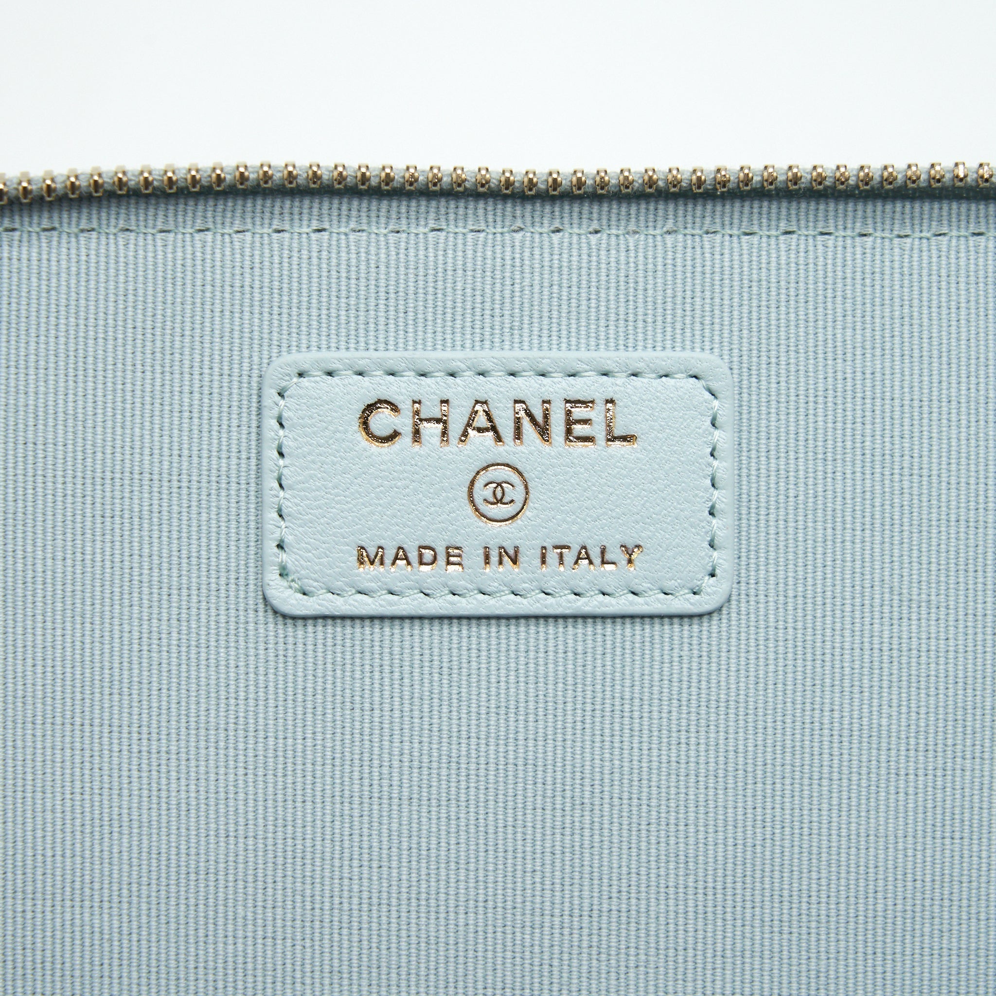 Chanel 21K Rectangular Top handle Vanity with Chain Baby Blue L