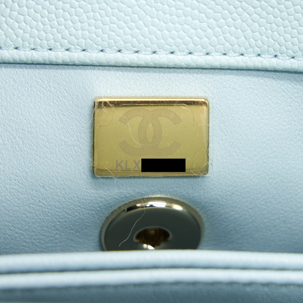Chanel 21K Baby Blue Coco handle Small (old mini) 24cm L