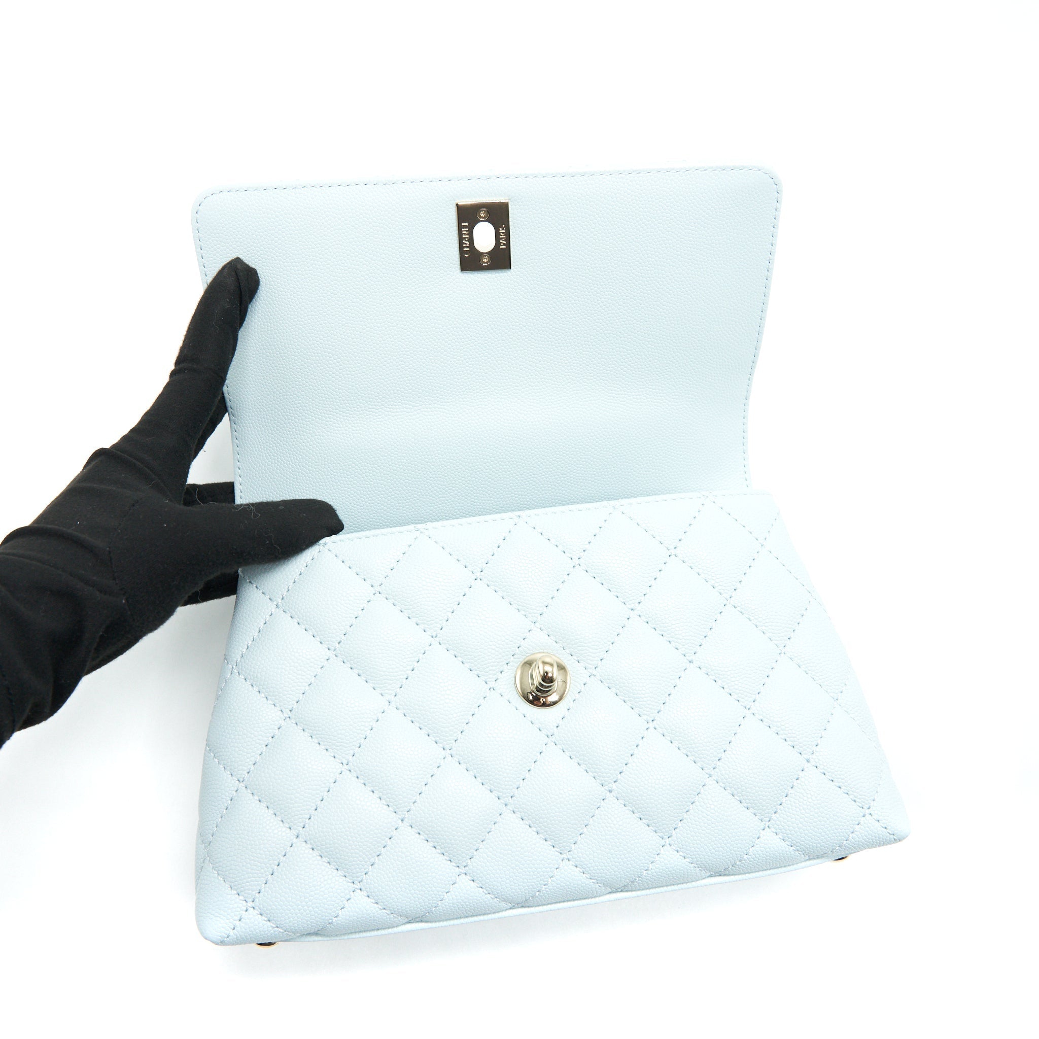 Chanel 21K Baby Blue Coco handle Small (old mini) 24cm L