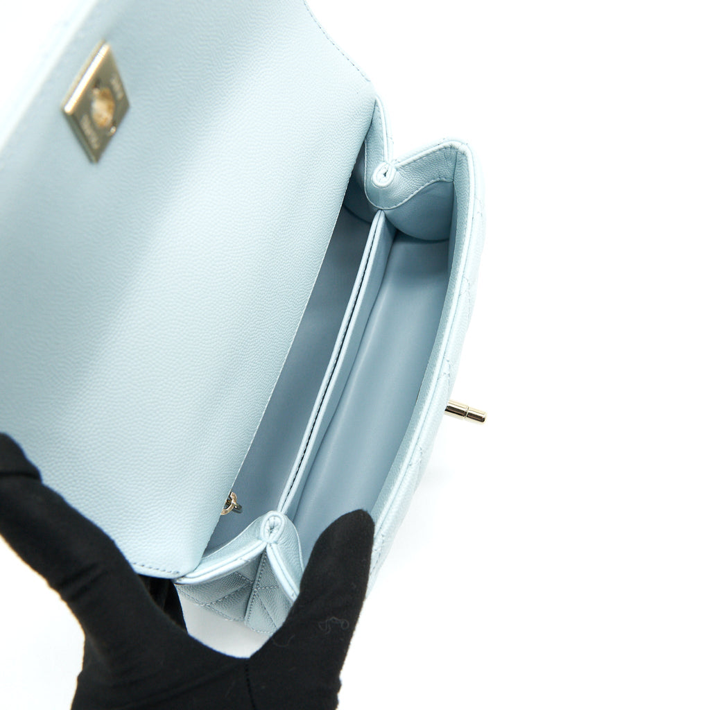 Chanel 21K Baby Blue Coco handle Small (old mini) 24cm L