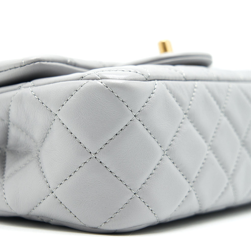 Chanel 21B pearl Crush Mini Rectangular Flap Bag Grey