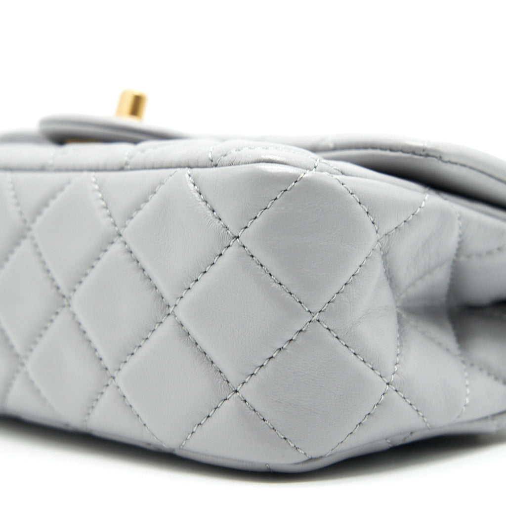 Chanel 21B pearl Crush Mini Rectangular Flap Bag Grey