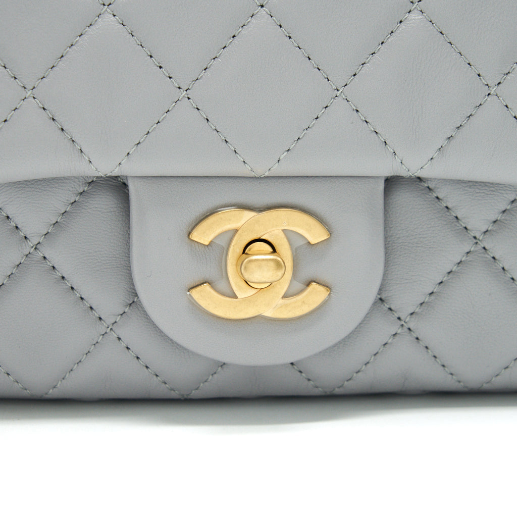Chanel 21B pearl Crush Mini Rectangular Flap Bag Grey