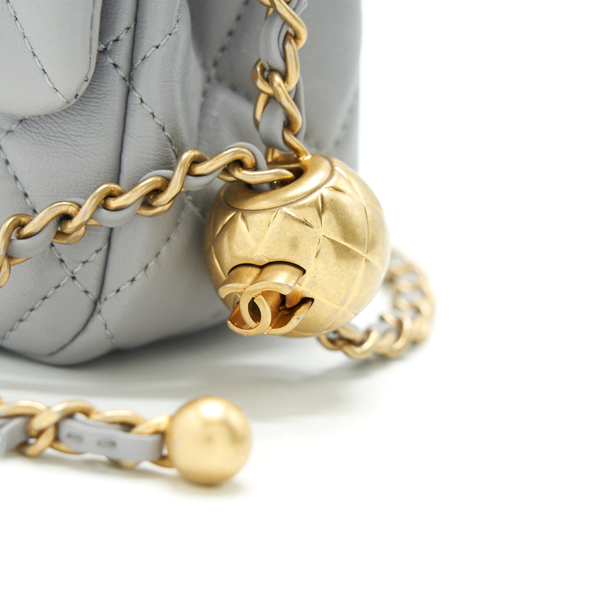 Chanel 21B pearl Crush Mini Rectangular Flap Bag Grey