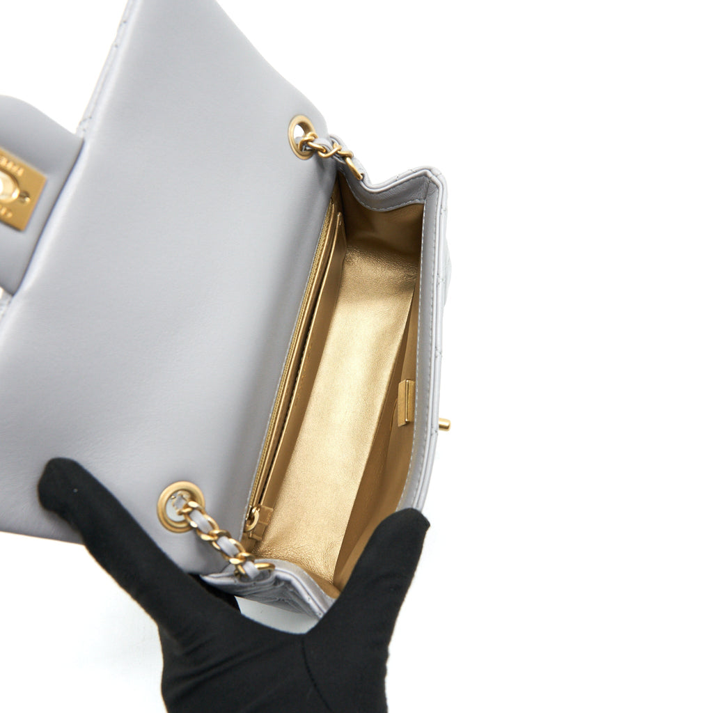 Chanel 21B pearl Crush Mini Rectangular Flap Bag Grey