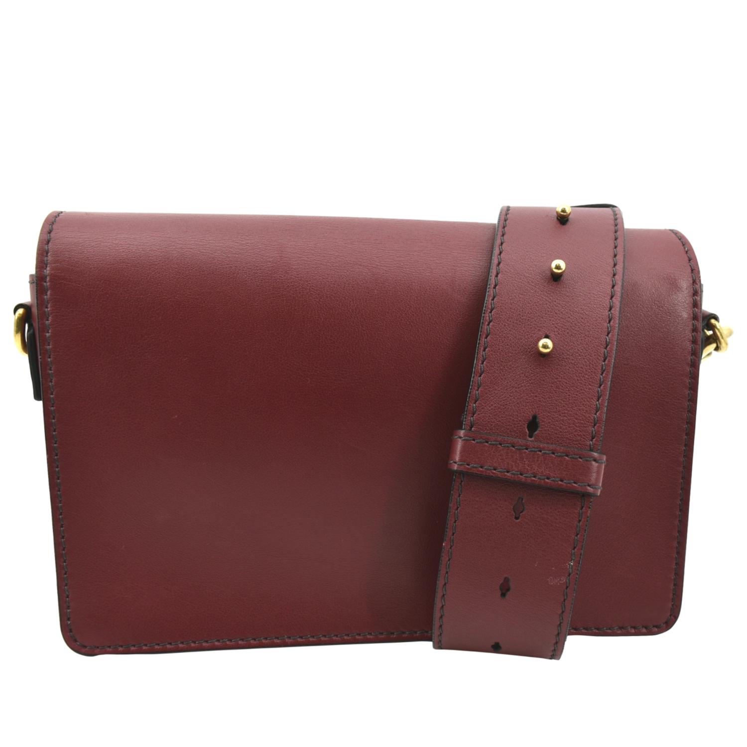 CHRISTIAN DIOR Dio(r)evolution Flap Calfskin Shoulder Bag Dark Red