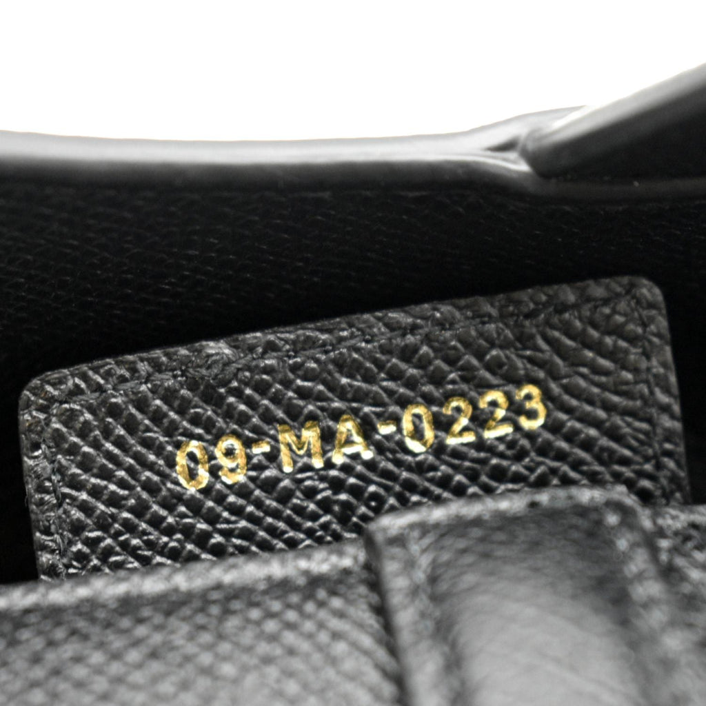 CHRISTIAN DIOR Saddle Grained Calfskin Leather Satchel Shoulder Bag Black
