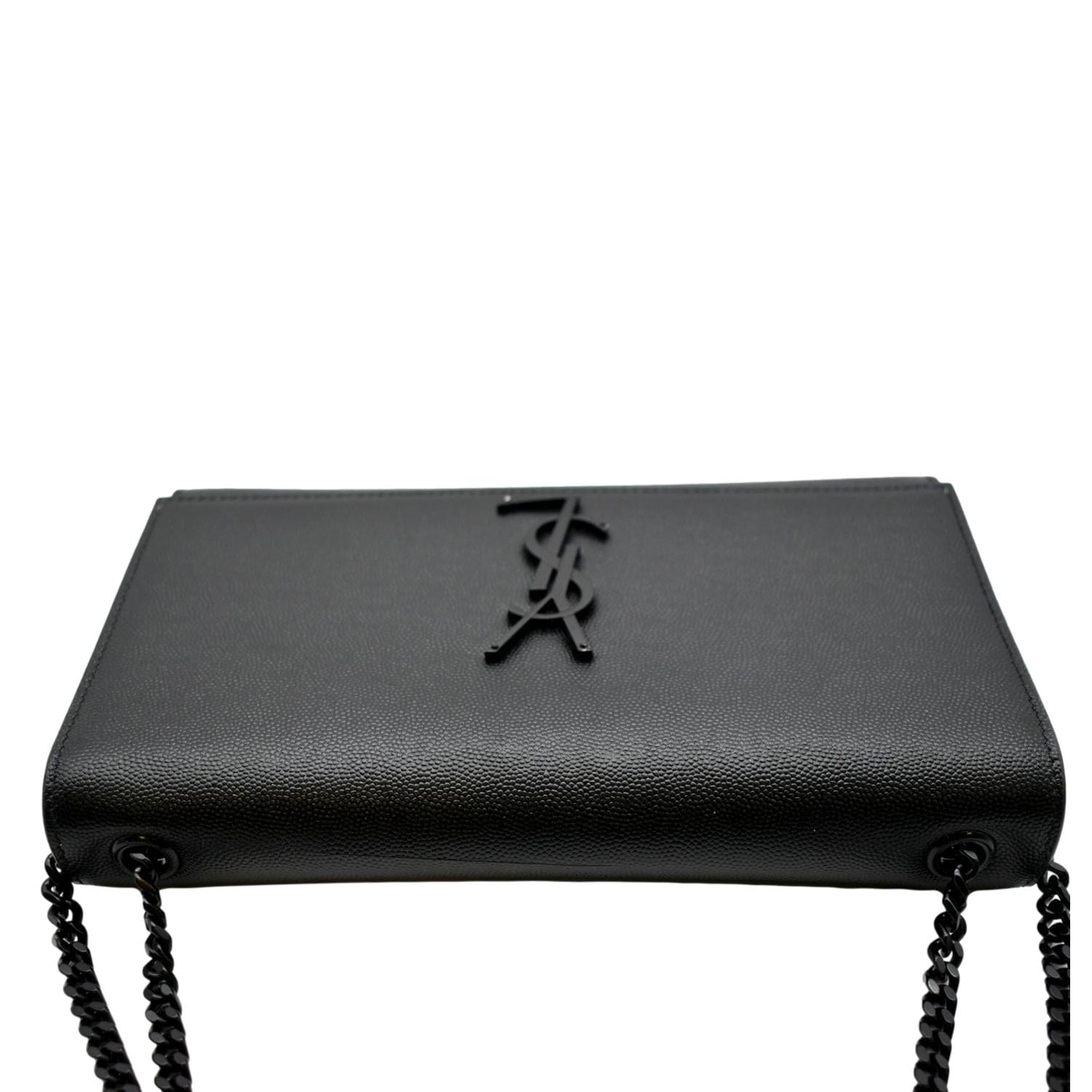 YVES SAINT LAURENT Kate Leather Chain Clutch Crossbody Bag Black