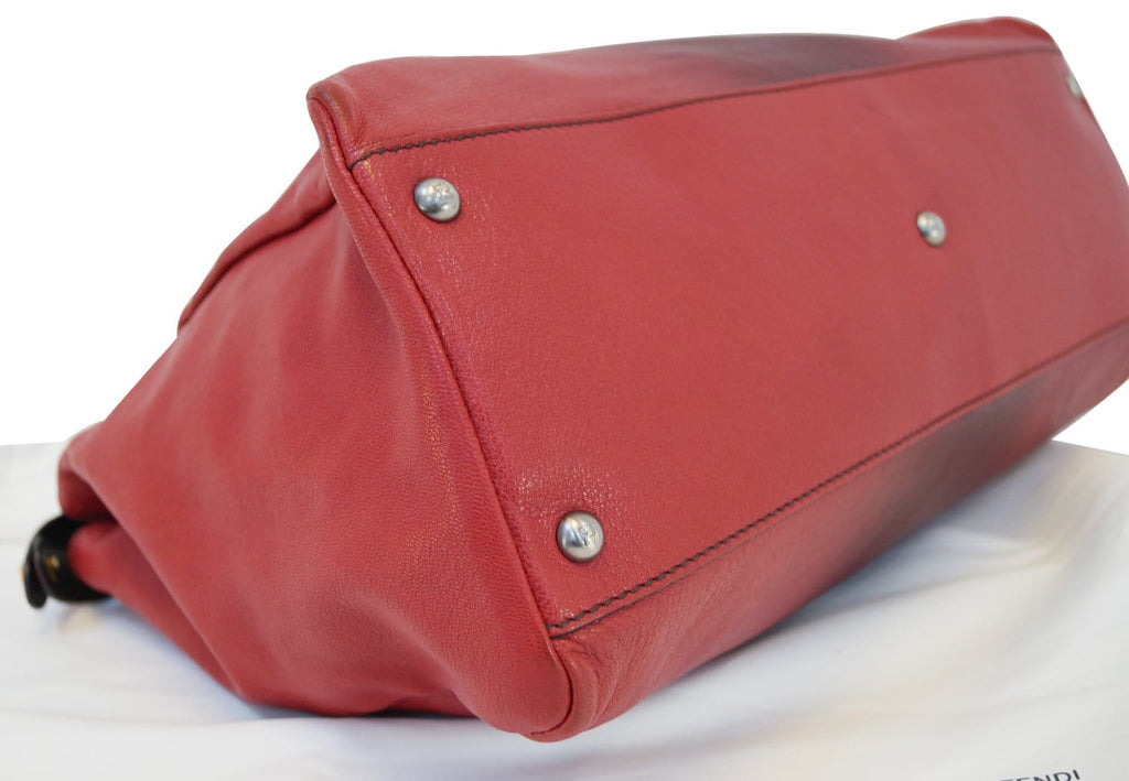 FENDI Red Ombre Leather Peekaboo Large Satchel Bag
