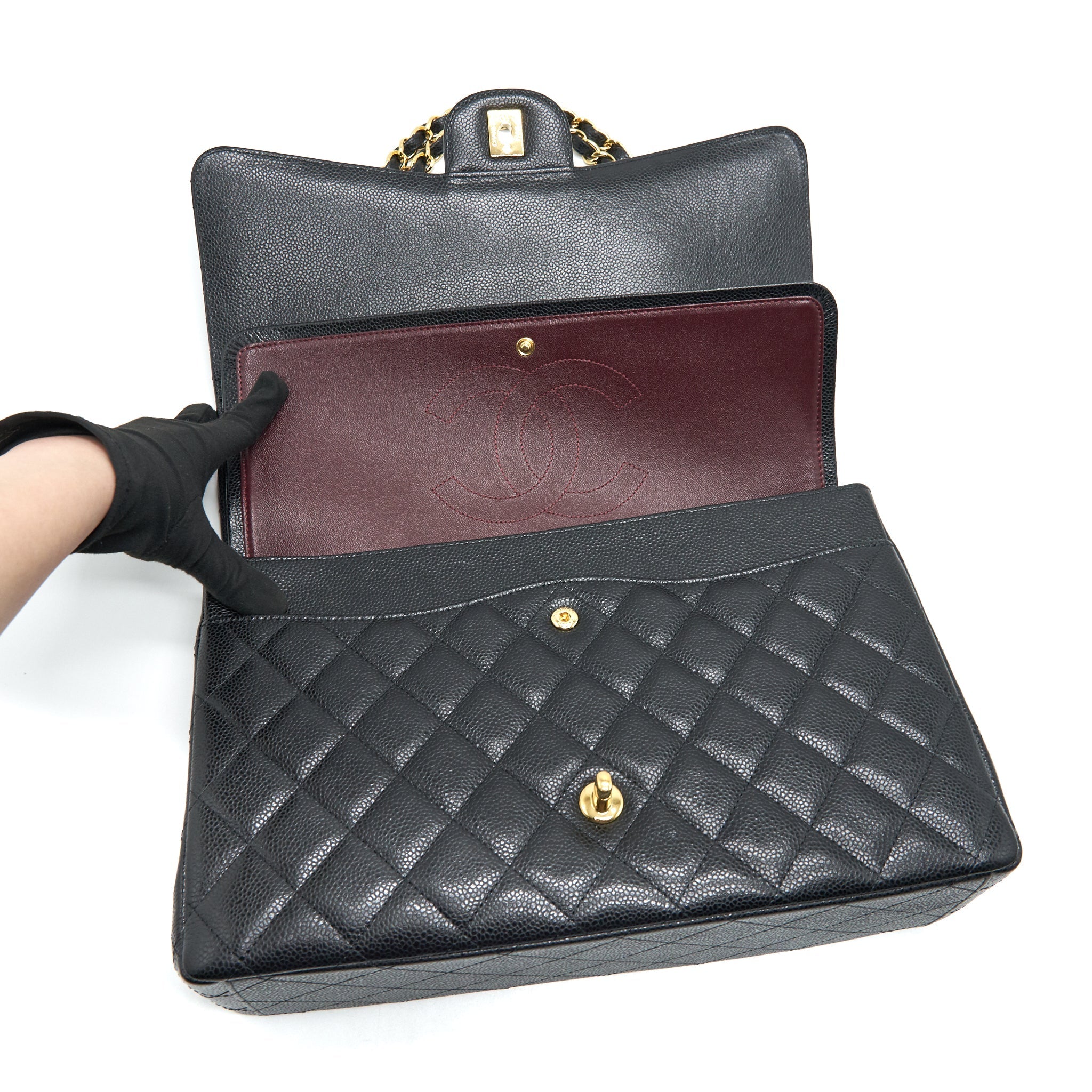 Chanel Maxi Classic Double Flap Caviar black  serial 20