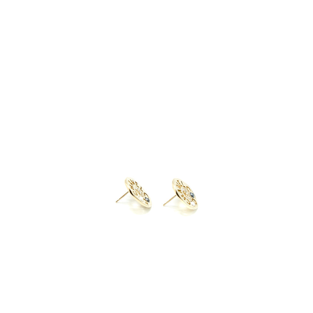 Chanel Round Letters Earrings Crystal Pearl L