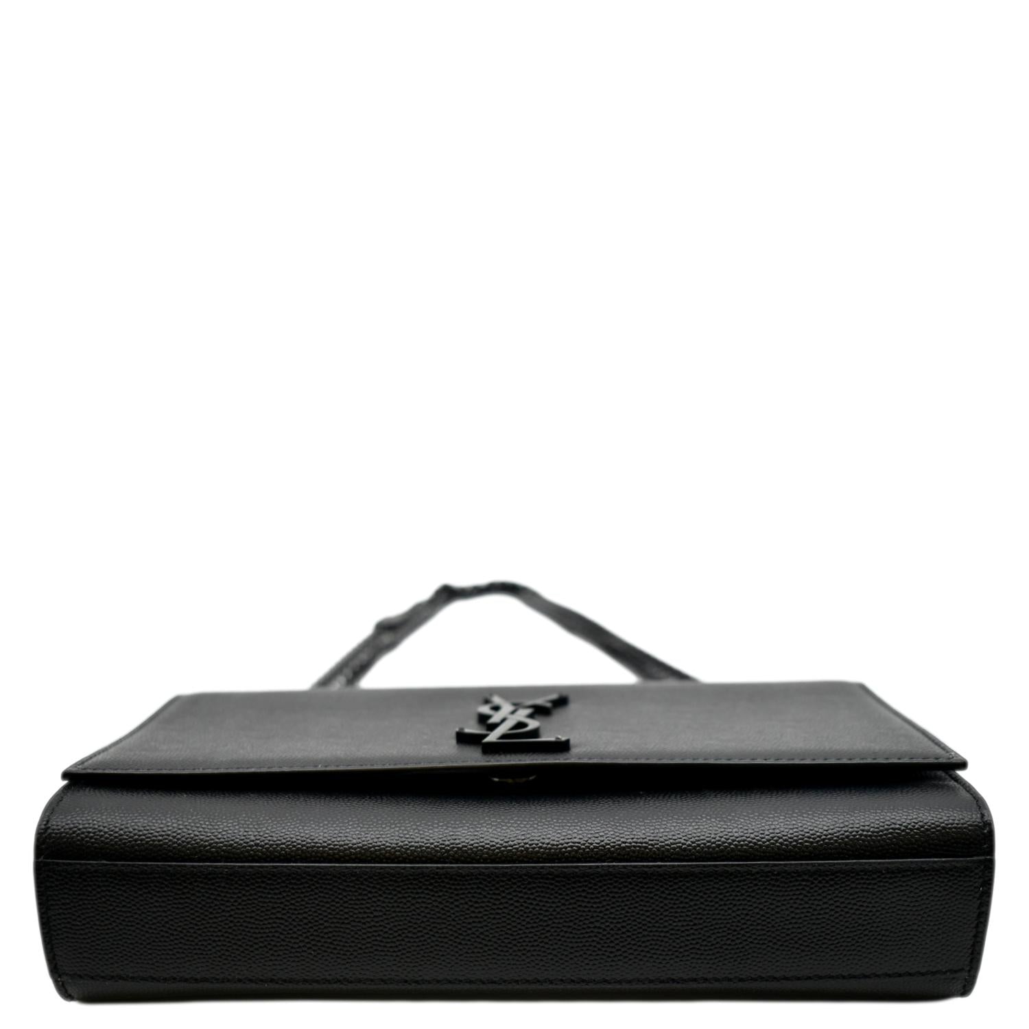YVES SAINT LAURENT Kate Leather Chain Clutch Crossbody Bag Black
