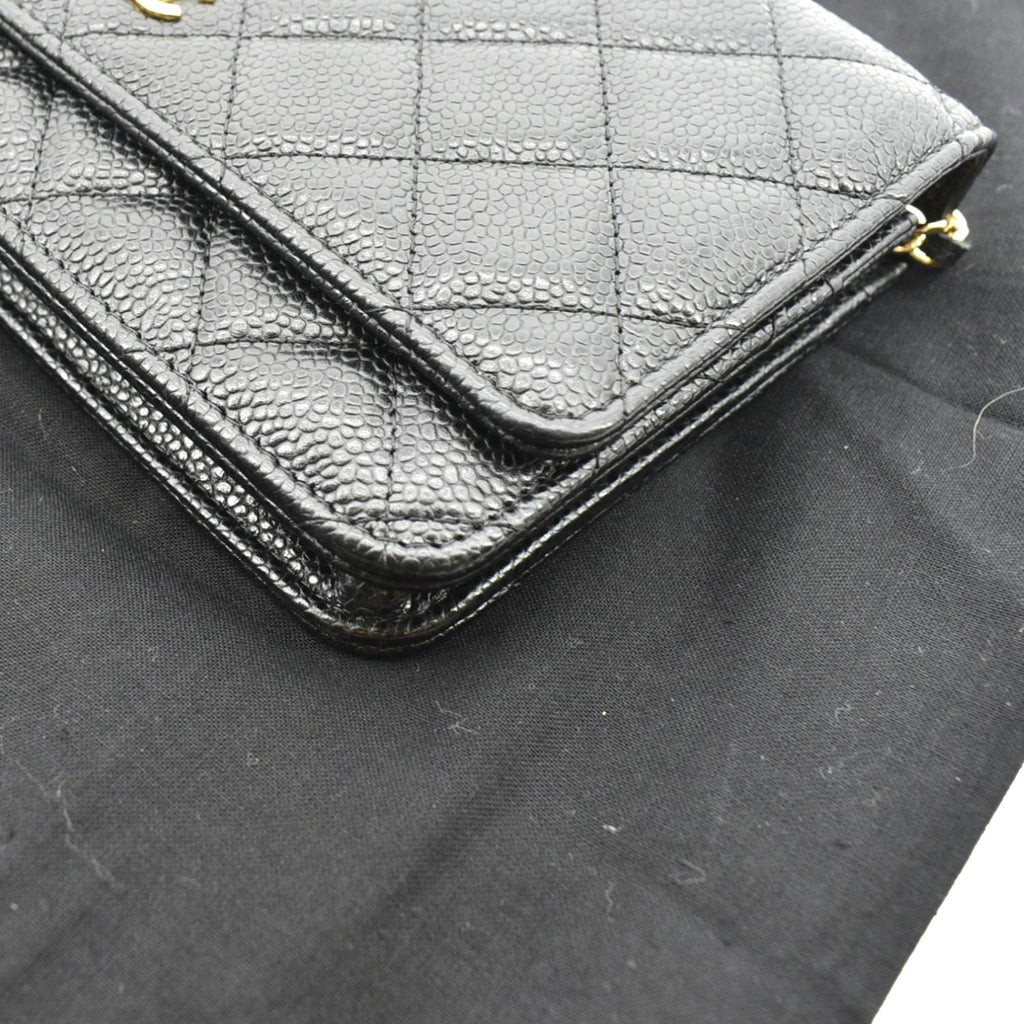 CHANEL Boy Woc Caviar Leather Wallet On Chain Clutch Bag Black