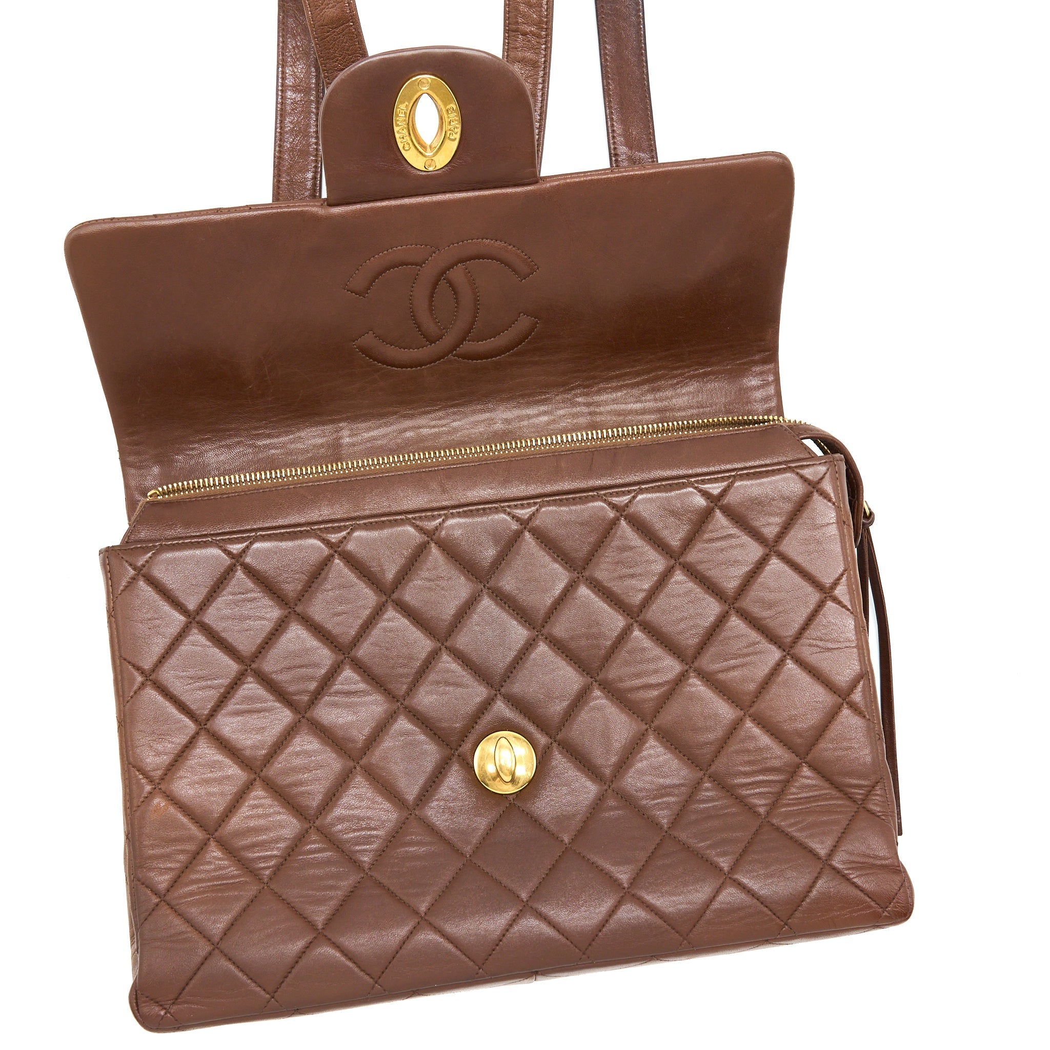 Chanel Vintage Classic Timeless Backpack Lambskin Brown