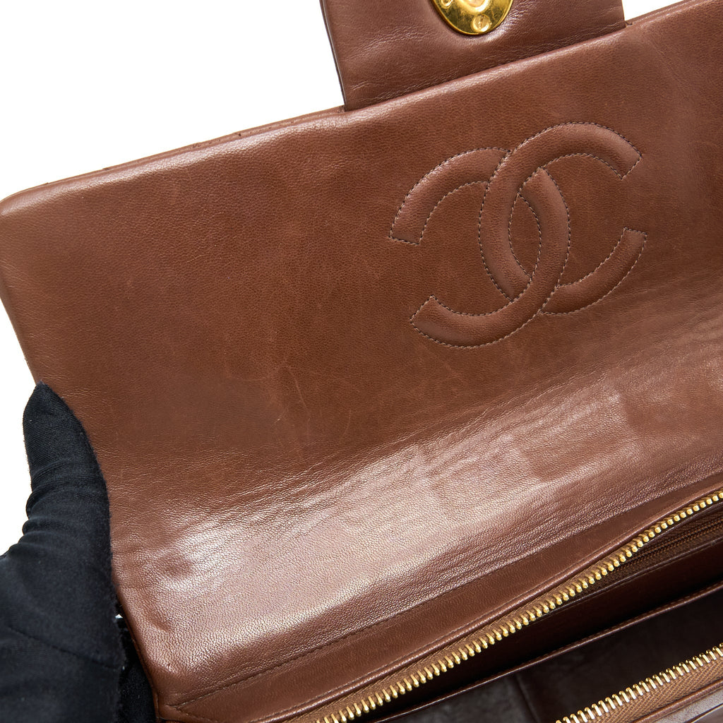 Chanel Vintage Classic Timeless Backpack Lambskin Brown