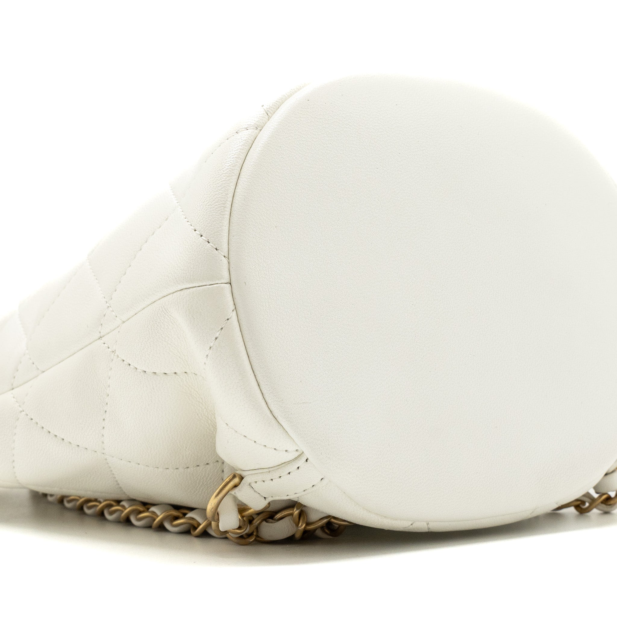 Chanel Round Handle Bucket Backpack Lambskin White