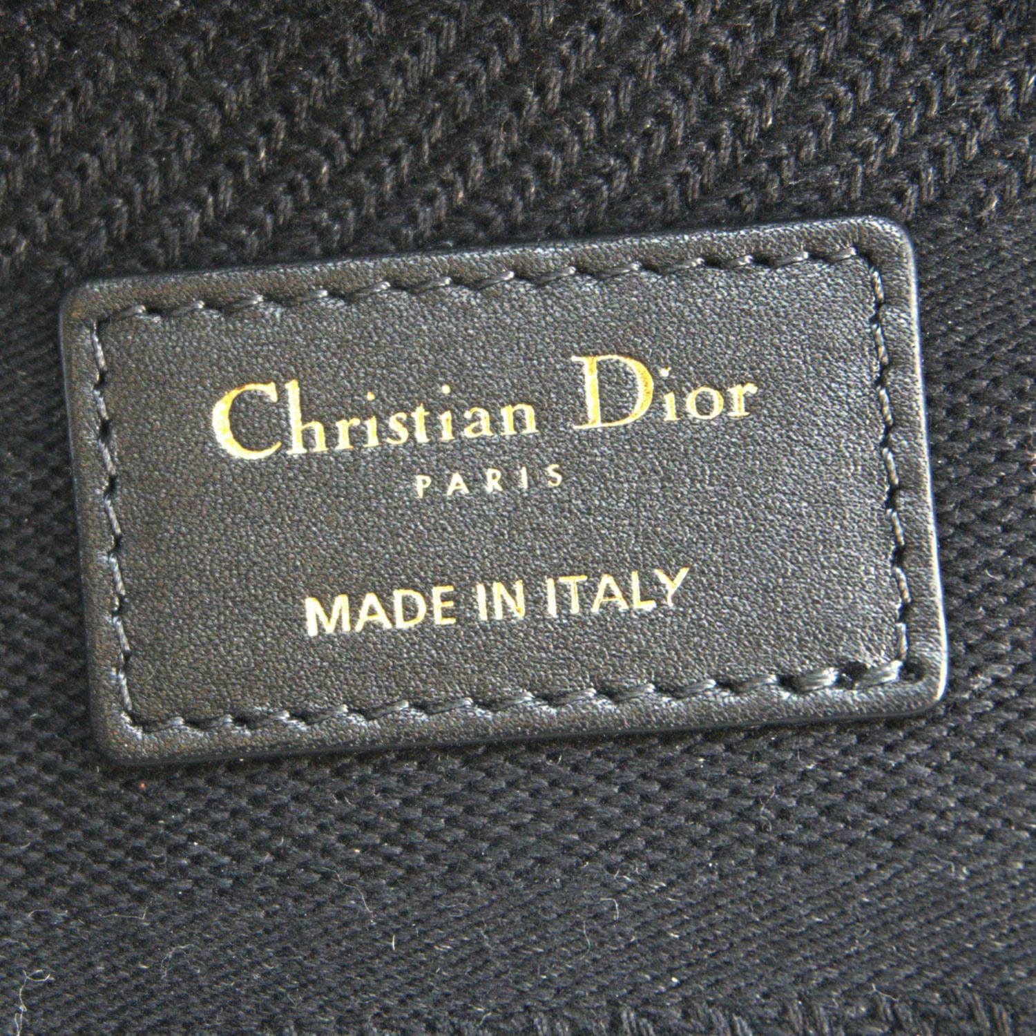CHRISTIAN DIOR Lady dior D-Lite Embroidered Canvas Shoulder Bag Black