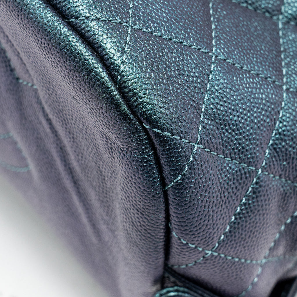 Chanel 18b Filigree Backpack Caviar Iridescent Dark Turquoise Multicolour Hardware