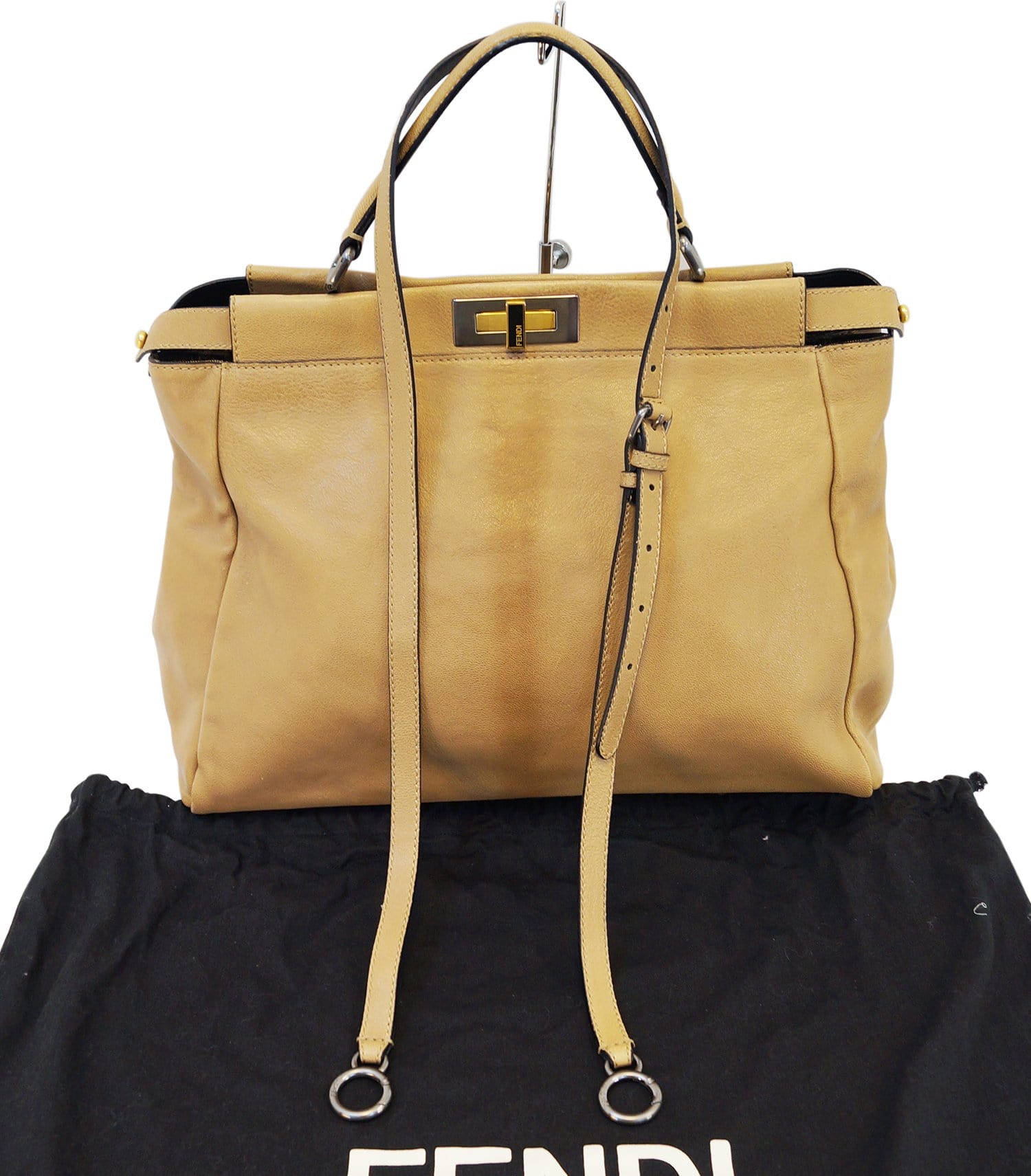 FENDI Brown Ombre Leather Peekaboo Large Satchel Bag